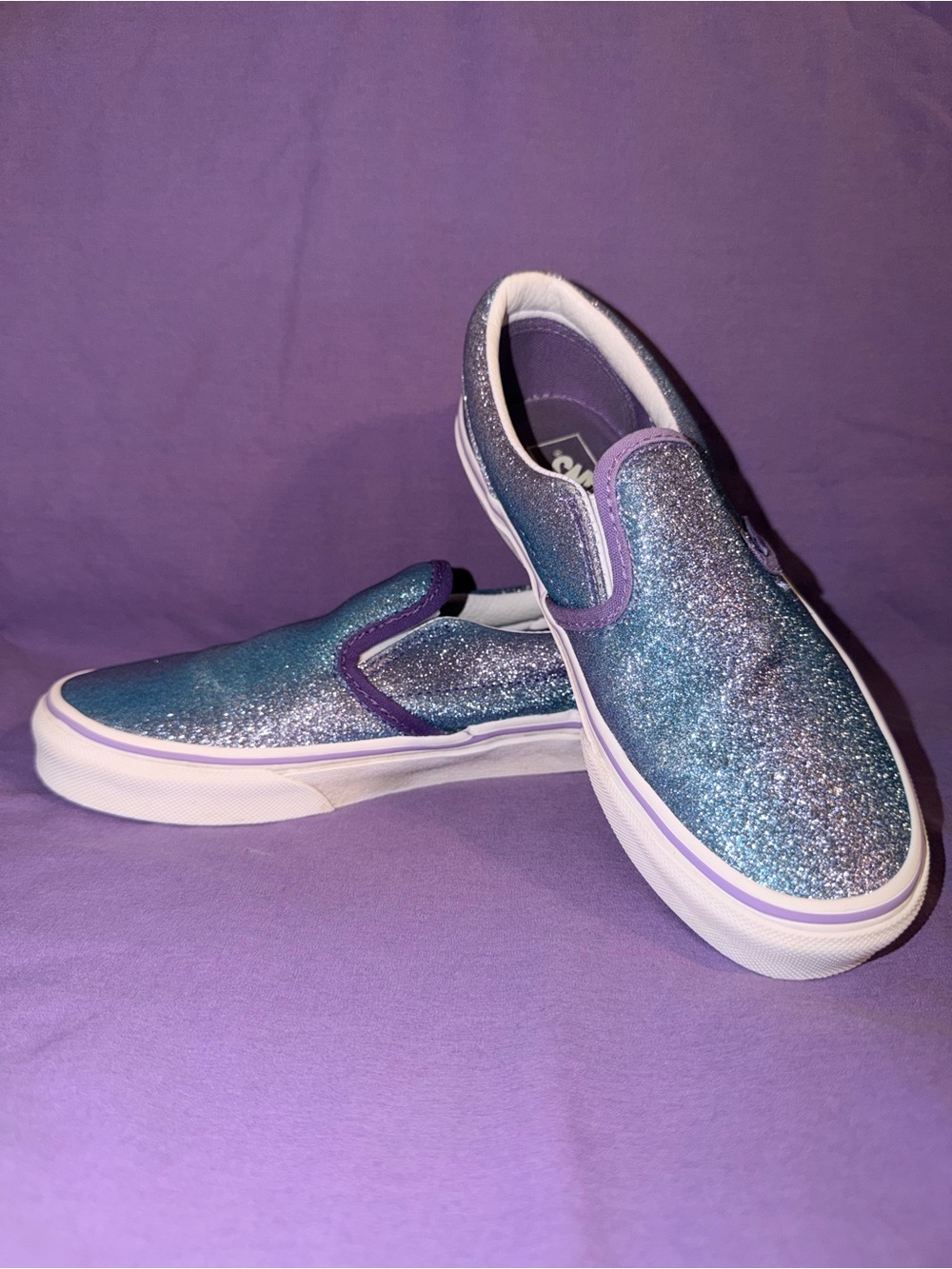 Vans Classic Slip-On Ombre Glitter Multi Sparkle Sneakers Size 2.5Y